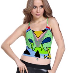 Colorful Landscape Spaghetti Strap Bra Top by Valentinaart