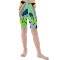 Colorful Landscape Kids  Mid Length Swim Shorts