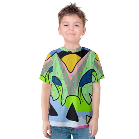 Colorful Landscape Kids  Cotton Tee by Valentinaart