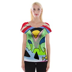 Colorful Landscape Women s Cap Sleeve Top by Valentinaart