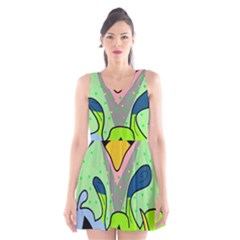 Colorful Landscape Scoop Neck Skater Dress