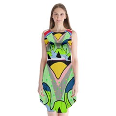 Colorful Landscape Sleeveless Chiffon Dress  