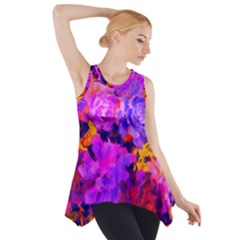 Purple Painted Floral And Succulents Side Drop Tank Tunic