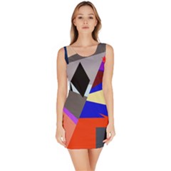 Geometrical Abstract Design Sleeveless Bodycon Dress