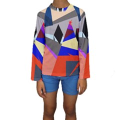 Geometrical Abstract Design Kids  Long Sleeve Swimwear