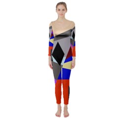 Geometrical Abstract Design Long Sleeve Catsuit