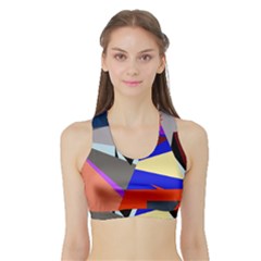 Geometrical Abstract Design Sports Bra With Border by Valentinaart