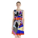 Geometrical abstract design Sleeveless Chiffon Waist Tie Dress View1