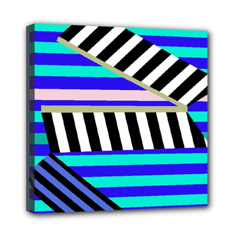 Blue Lines Decor Mini Canvas 8  X 8 