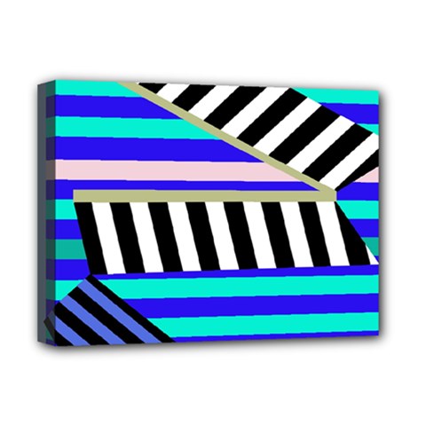 Blue Lines Decor Deluxe Canvas 16  X 12   by Valentinaart