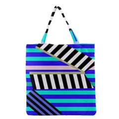 Blue Lines Decor Grocery Tote Bag by Valentinaart