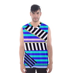 Blue Lines Decor Men s Basketball Tank Top by Valentinaart