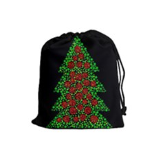 Sparkling Christmas Tree Drawstring Pouches (large)  by Valentinaart