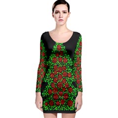 Sparkling Christmas Tree Long Sleeve Bodycon Dress by Valentinaart