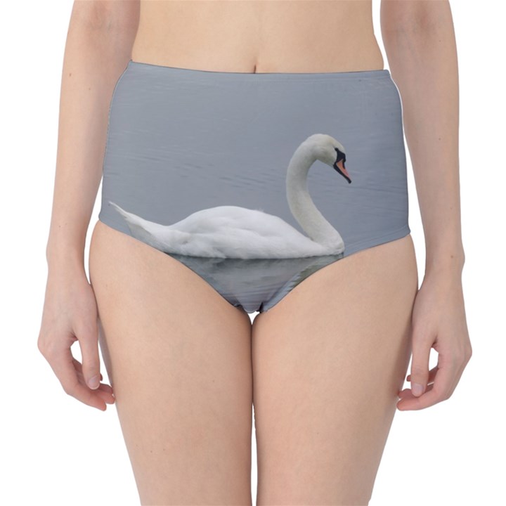 Swimming white Swan High-Waist Bikini Bottoms