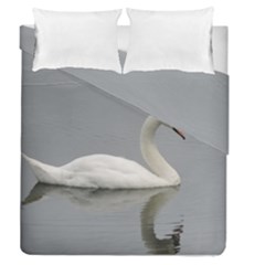 Swimming White Swan Duvet Cover Double Side (queen Size)