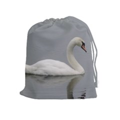 Swimming White Swan Drawstring Pouches (extra Large)