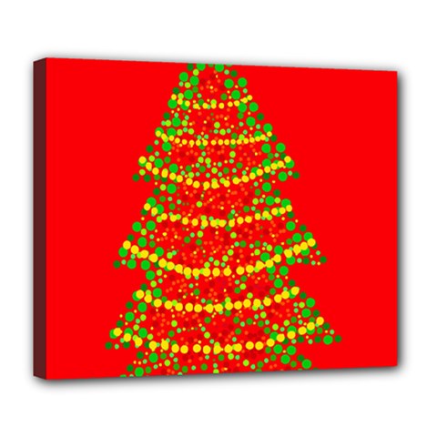 Sparkling Christmas Tree - Red Deluxe Canvas 24  X 20   by Valentinaart