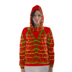 Sparkling Christmas Tree - Red Hooded Wind Breaker (women)