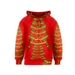 Sparkling Christmas Tree - Red Kids  Zipper Hoodie