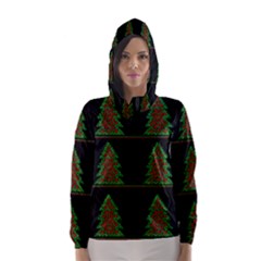 Christmas Trees Pattern Hooded Wind Breaker (women)