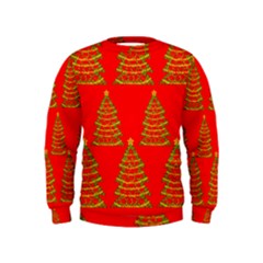 Christmas Trees Red Pattern Kids  Sweatshirt