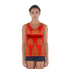 Christmas Trees Red Pattern Women s Sport Tank Top  by Valentinaart