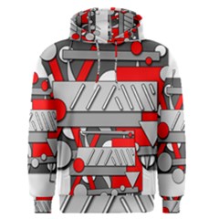 Gray And Red Geometrical Design Men s Pullover Hoodie by Valentinaart