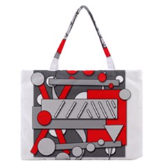 Gray And Red Geometrical Design Medium Zipper Tote Bag by Valentinaart