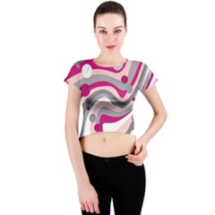 Magenta, Pink And Gray Design Crew Neck Crop Top