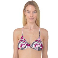 Magenta, Pink And Gray Design Reversible Tri Bikini Top