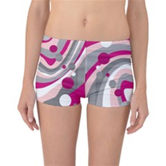 Magenta, Pink And Gray Design Reversible Boyleg Bikini Bottoms