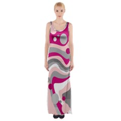 Magenta, Pink And Gray Design Maxi Thigh Split Dress by Valentinaart