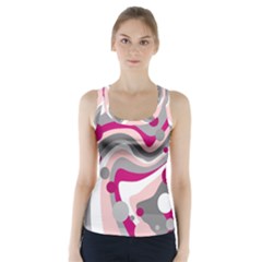 Magenta, Pink And Gray Design Racer Back Sports Top