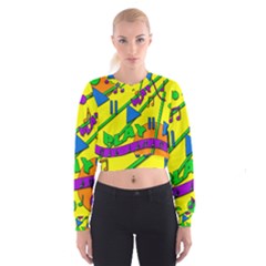 Music Women s Cropped Sweatshirt by Valentinaart