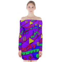 Music 2 Long Sleeve Off Shoulder Dress by Valentinaart