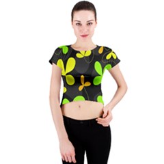 Floral Design Crew Neck Crop Top by Valentinaart