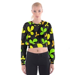 Floral Design Women s Cropped Sweatshirt