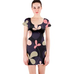 Elegant Floral Design Short Sleeve Bodycon Dress