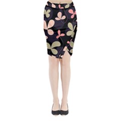 Elegant Floral Design Midi Wrap Pencil Skirt