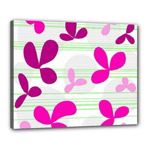 Magenta Floral Pattern Canvas 20  X 16 