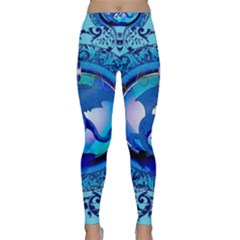 The Blue Dragpn On A Round Button With Floral Elements Yoga Leggings 