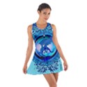 The Blue Dragpn On A Round Button With Floral Elements Cotton Racerback Dress View1