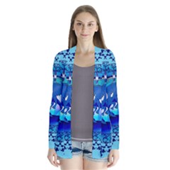 The Blue Dragpn On A Round Button With Floral Elements Drape Collar Cardigan by FantasyWorld7