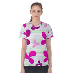 Magenta Floral Pattern Women s Cotton Tee