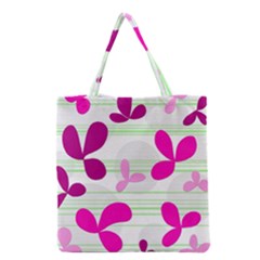 Magenta Floral Pattern Grocery Tote Bag by Valentinaart