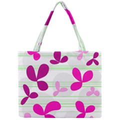 Magenta Floral Pattern Mini Tote Bag by Valentinaart