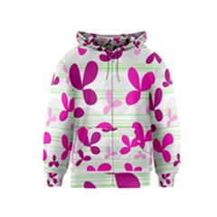 Magenta Floral Pattern Kids  Zipper Hoodie