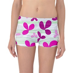 Magenta Floral Pattern Boyleg Bikini Bottoms