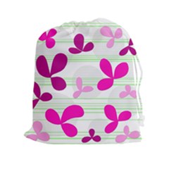 Magenta Floral Pattern Drawstring Pouches (xxl)